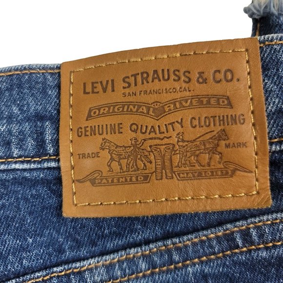 Levis Premium Womens 24 x 25 Blue Jeans Wedgie Straight Big E Raw Hem Button Fly - Picture 10 of 12